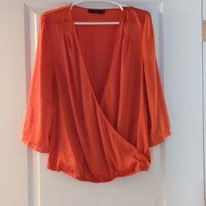 Rust Satin-texture blouse
